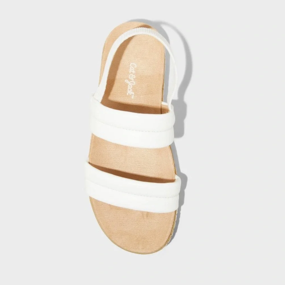Cat & Jack Girls Kailan White Platform Footbed Sandals Size 2 Little Girl